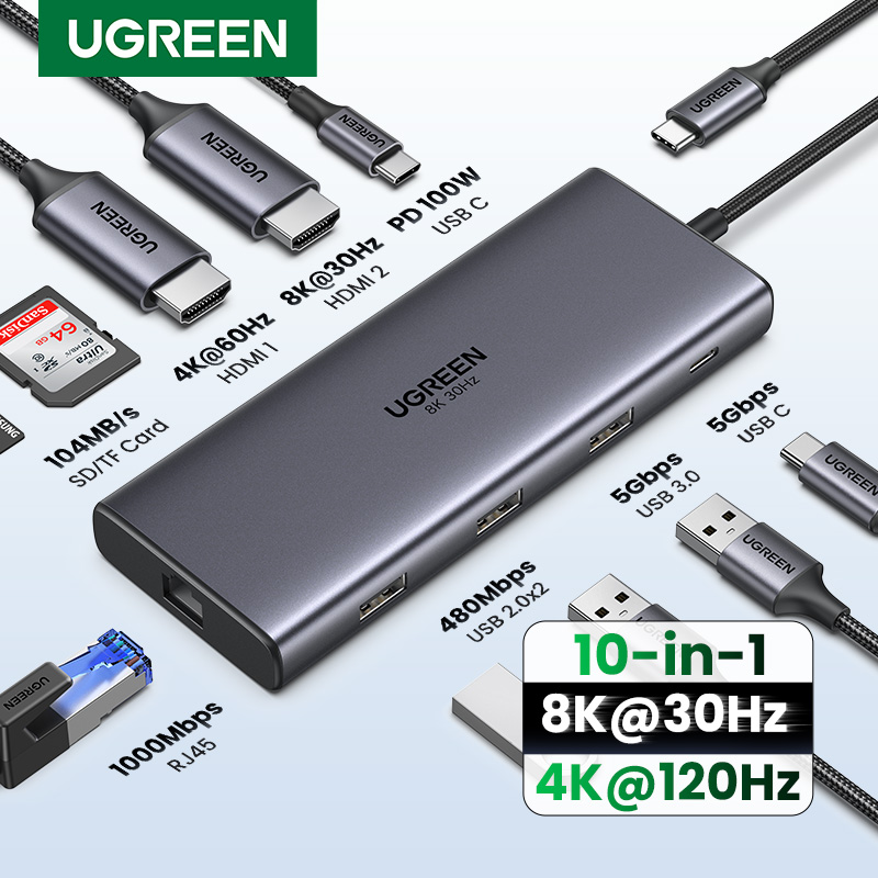 Mac Laptop Accessories - UGREEN Dual HDMI USB-C HUB 8K