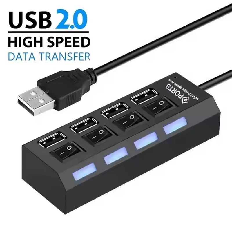 Laptop Accessories Hub - 4-poorts USB 2.0 hub-uitbreidingssplitter met onafhankelijke