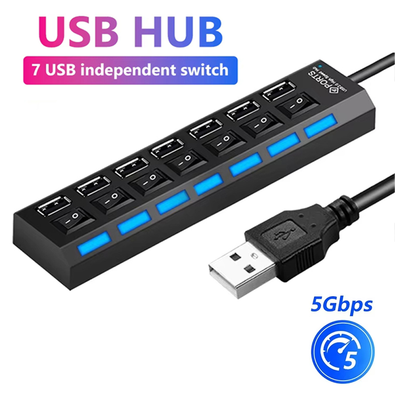Laptop Accessories Hub - 7-poorts USB 2.0 hubsplitter voor laptopcomputeraccessoires