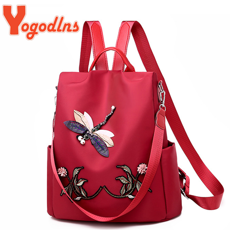 Laptop Bag Waterproof - Yogodlns Mode Borduurwerk Rugzak Vrouwen Waterdichte