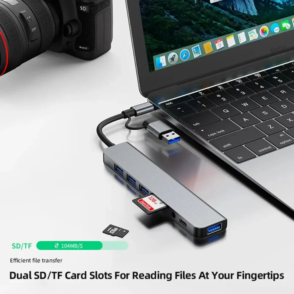 8-in-2 USB-C-hub met 3.0 SD/TF - Laptop Accessories Hub recensie en prijs