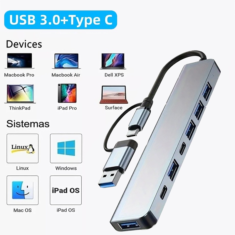 2-in-1 USB3.0 Hub 7-poorts Typ - Laptop Accessories Hub recensie en prijs